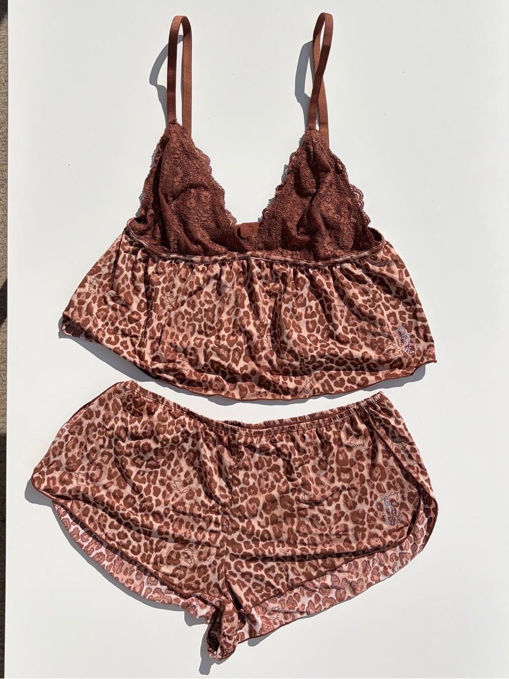 Juicy Couture Brown Lace Bralette & Leopard Sleep Set